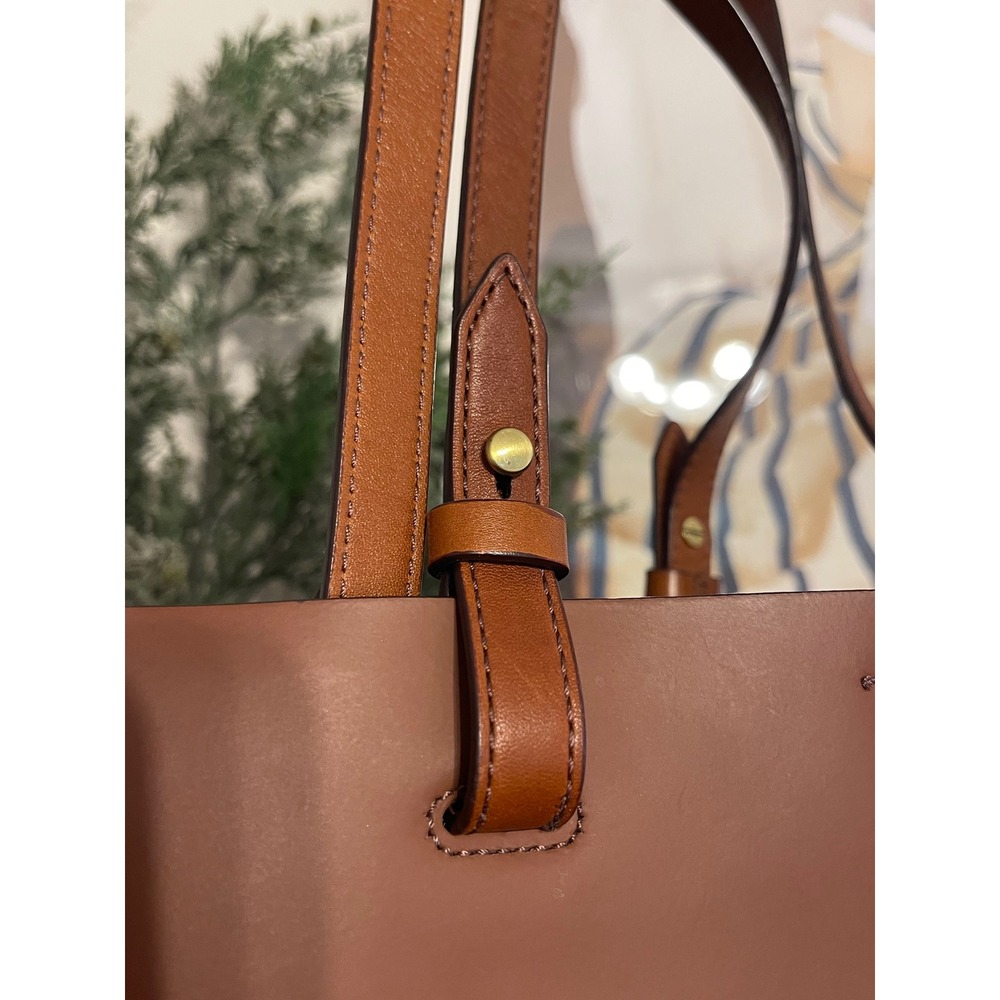 Fossil Cognac Leather Tote Bag - Gold Hardware - Picture 2 of 8